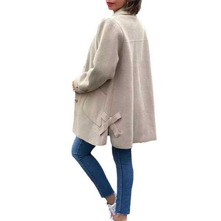 Cappotto Classico Oversize da Donna con Colletto Tradizionale e Bottoni | Soprabito Sartoriale Lungo con Maniche Strutturate e Grandi Tasche Sagomate