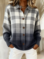 Camicia da Donna in Flanella di Cotone a Quadri | Blusa Classica Invernale a Maniche Lunghe con Colletto e Bottoni