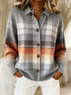 Camicia da Donna in Flanella di Cotone a Quadri | Blusa Classica Invernale a Maniche Lunghe con Colletto e Bottoni