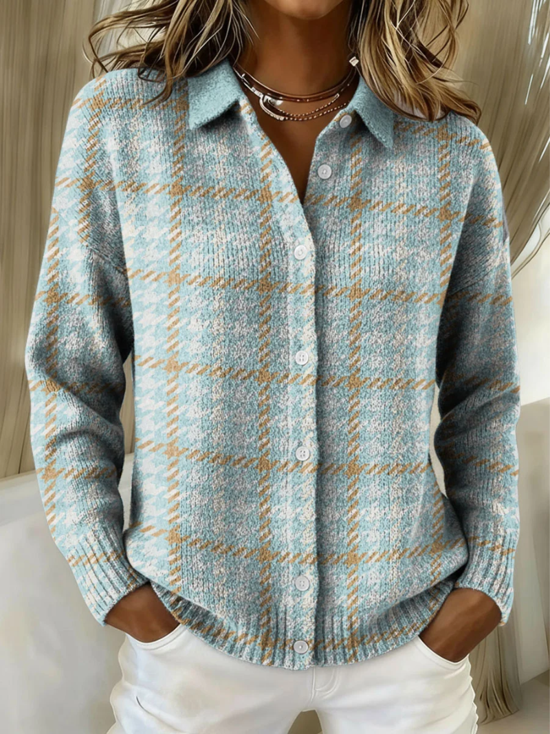 Camicia da Donna in Flanella di Cotone a Quadri | Blusa Classica Invernale a Maniche Lunghe con Colletto e Bottoni