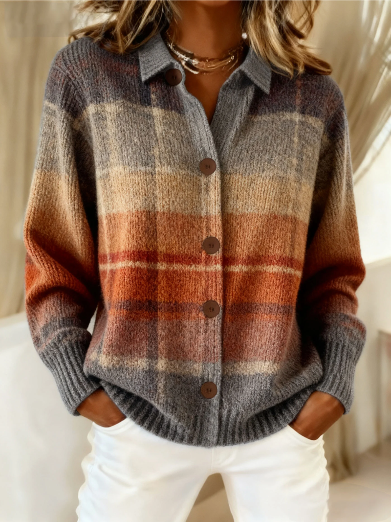 Camicia da Donna in Flanella di Cotone a Quadri | Blusa Classica Invernale a Maniche Lunghe con Colletto e Bottoni