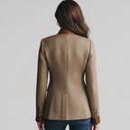 Giacca da Donna in Pregiato Tweed con Profili in Ecopelle e Bottoni Gioiello | Blazer Sartoriale Vintage con Revers e Tasche