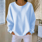 Felpa da Donna Morbida a Girocollo Casual | Maglia Invernale a Maniche Lunghe con Bordi a Costine