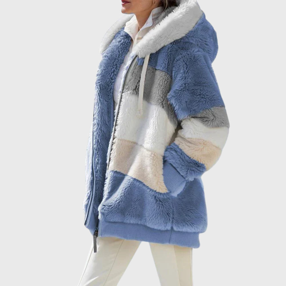Giacca Invernale Calda da Donna con Cappuccio e Pelliccia Sintetica