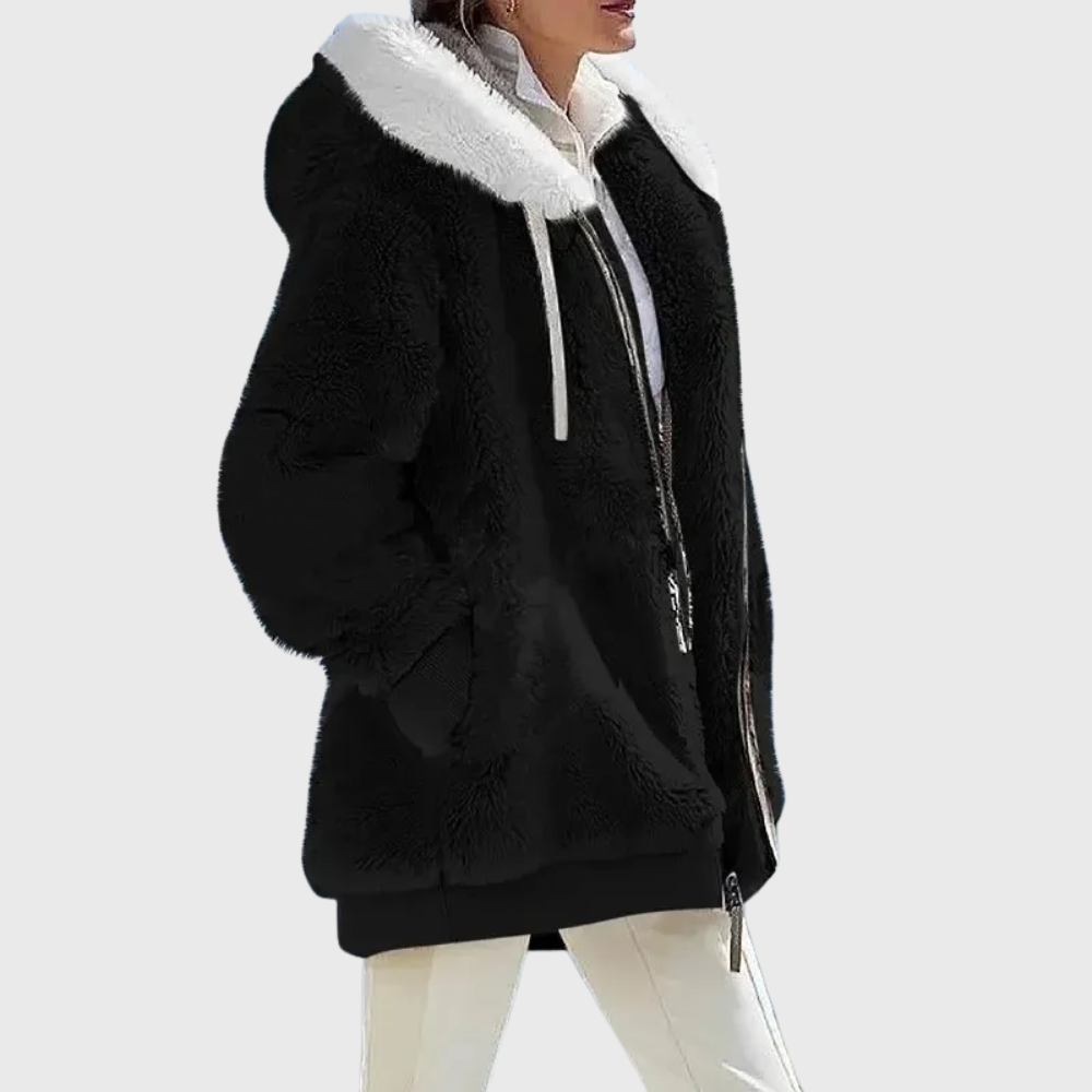 Giacca Invernale Calda da Donna con Cappuccio e Pelliccia Sintetica