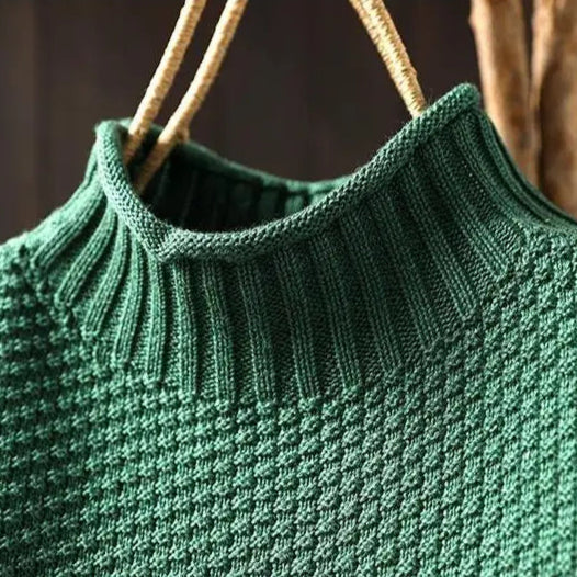Maglione Morbido da Donna a Collo Alto Rialzato | Sweater Casual Caldo in Maglia Lavorata