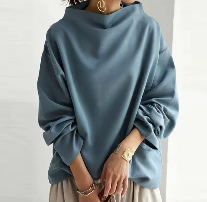 Top da Donna a Collo Alto Morbido e Casual | Maglia a Maniche Lunghe a Collo Rialzato con Taglio Rilassato