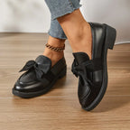 Mocassini da Donna Lucidi in Similpelle Verniciata con Fiocco | Scarpe Basse Eleganti da Lavoro