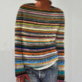 Maglione a Girocollo da Donna in Maglia con Motivo Scandinavo Retrò | Sweater Morbido a Maniche Lunghe in Maglia Lavorata