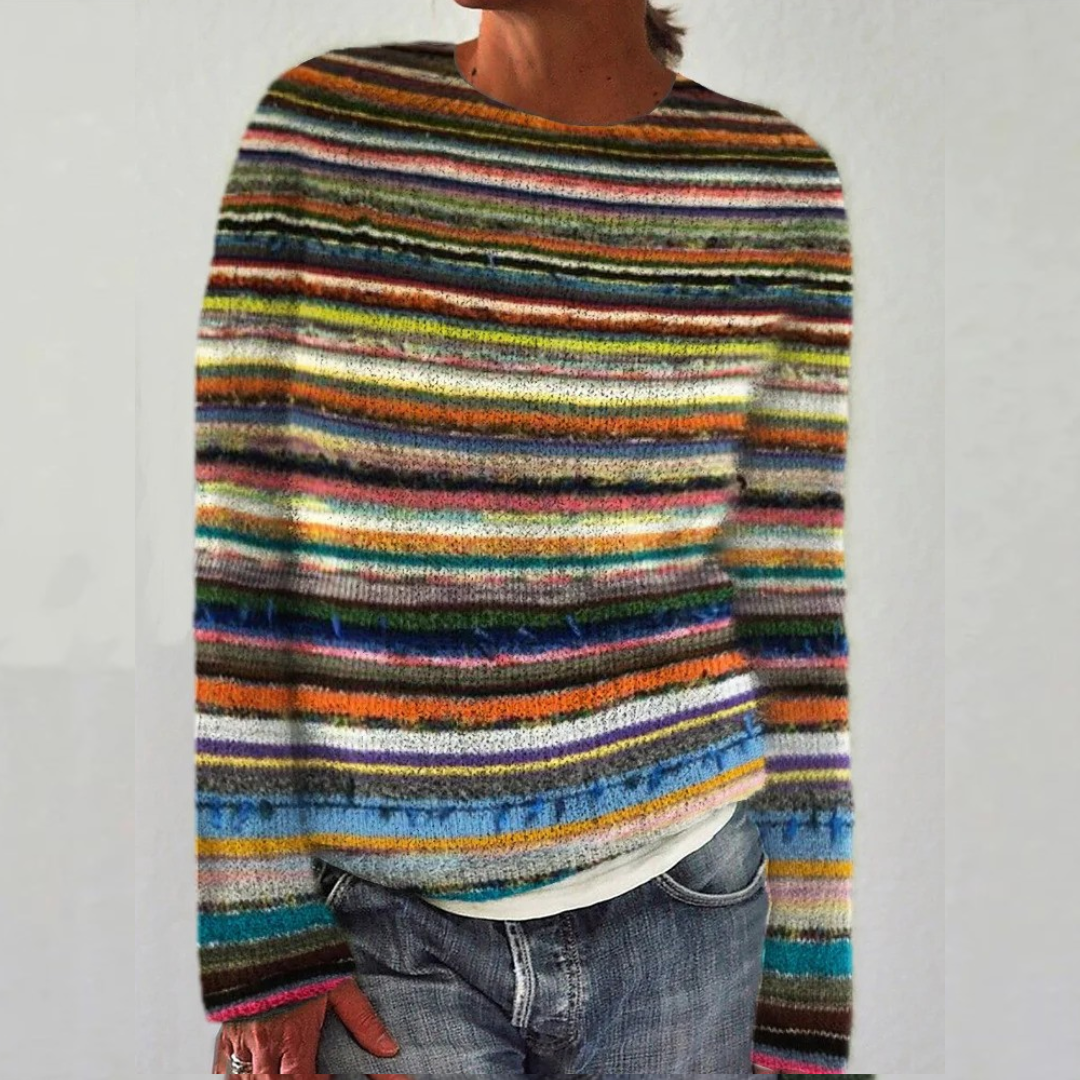 Maglione a Girocollo da Donna in Maglia con Motivo Scandinavo Retrò | Sweater Morbido a Maniche Lunghe in Maglia Lavorata