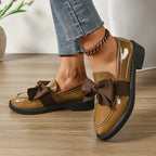 Mocassini da Donna Lucidi in Similpelle Verniciata con Fiocco | Scarpe Basse Eleganti da Lavoro