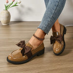 Mocassini da Donna Lucidi in Similpelle Verniciata con Fiocco | Scarpe Basse Eleganti da Lavoro