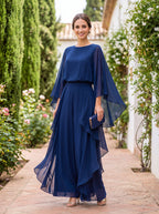 Completo Due Pezzi da Donna Elegante con Top a Mantella e Gonna a Balze | Set Cerimonia Raffinato