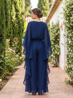 Completo Due Pezzi da Donna Elegante con Top a Mantella e Gonna a Balze | Set Cerimonia Raffinato