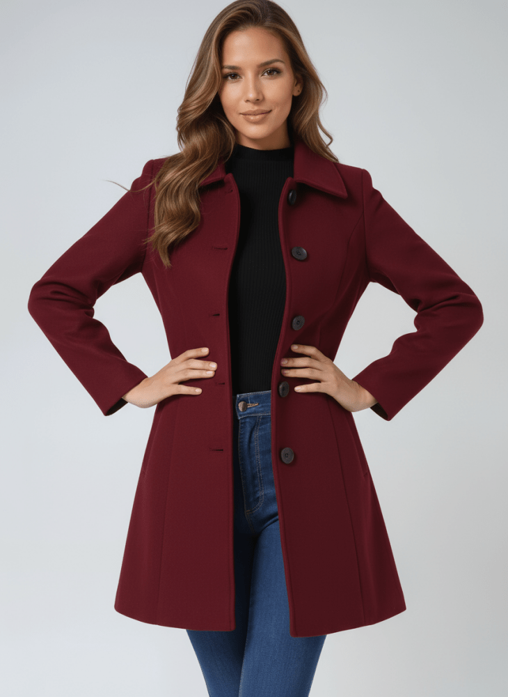 Cappotto Invernale da Donna con Bottoni | Linea Svasata ad A Elegante