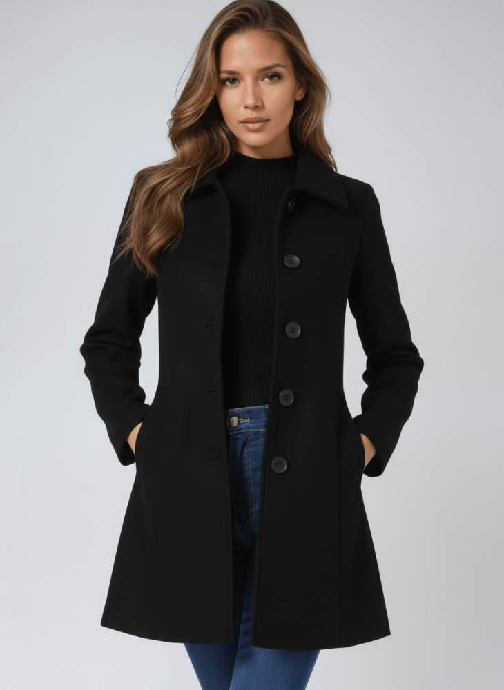 Cappotto Invernale da Donna con Bottoni | Linea Svasata ad A Elegante