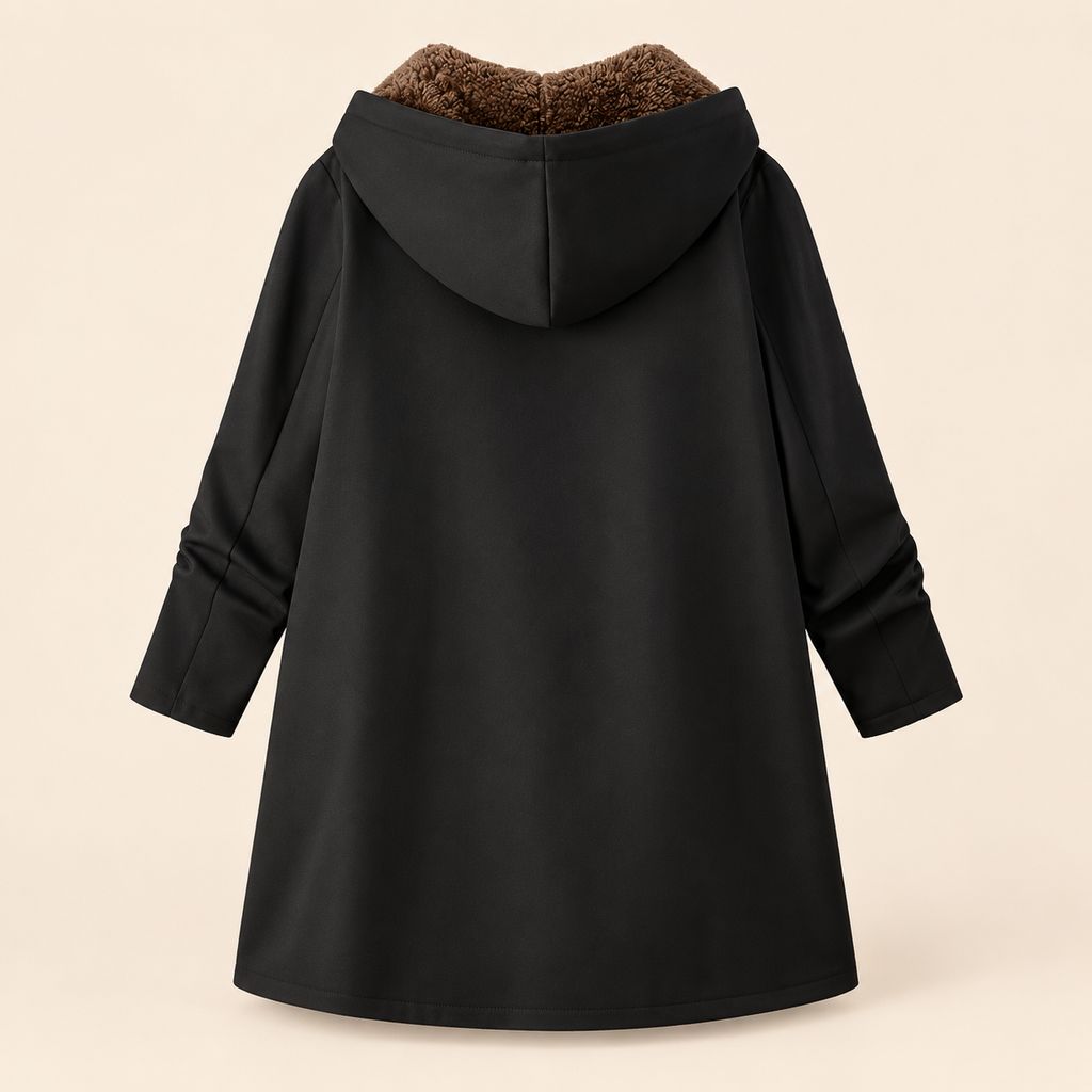 Cappotto Invernale da Donna con Cappuccio e Fodera in Sherpa | Giaccone Caldo con Zip Frontale e Tasche Laterali