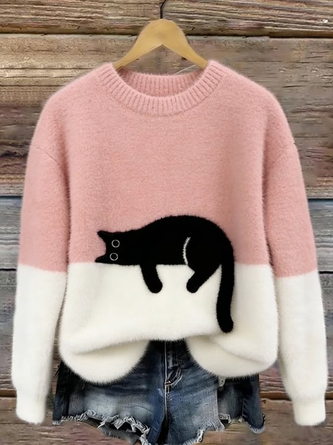 Maglione a Righe Color-Block da Donna a Girocollo | Sweater Morbido a Maniche Lunghe in Maglia Lavorata