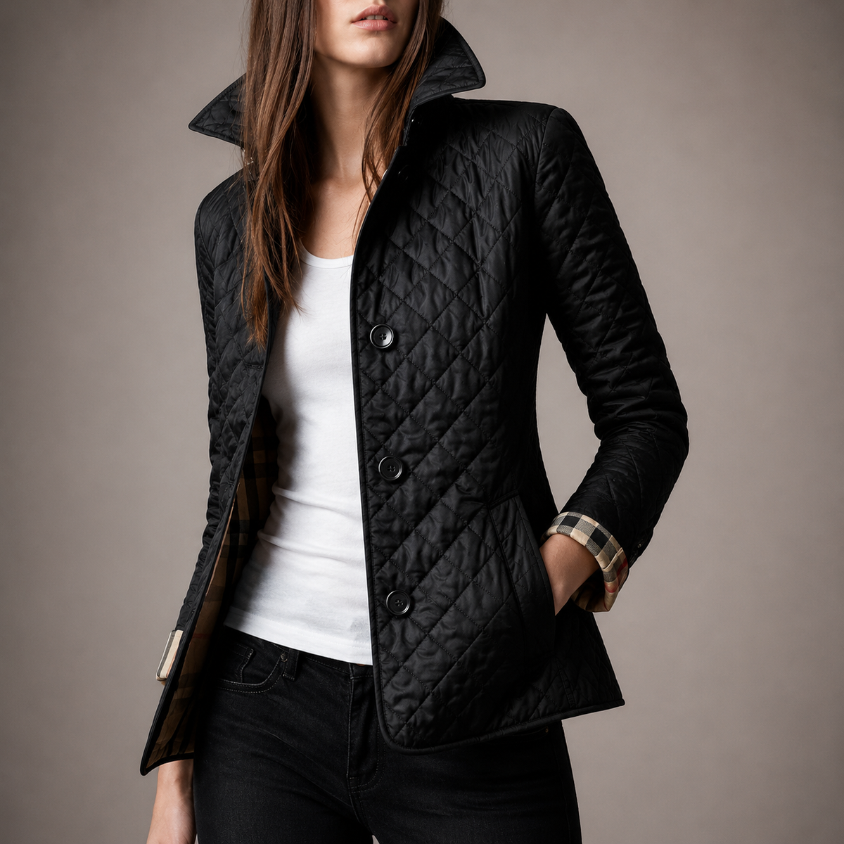 Giacca Autunnale Elegante da Donna | Giaccone Casual con Collo a Revers e Bottoni