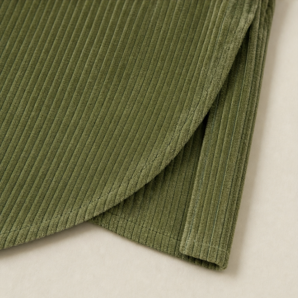 Top da Donna in Velluto a Coste Asimmetrico con Collo a Imbuto | Camicia Morbida a Maniche Lunghe con Bottoni Diagonali e Tasche