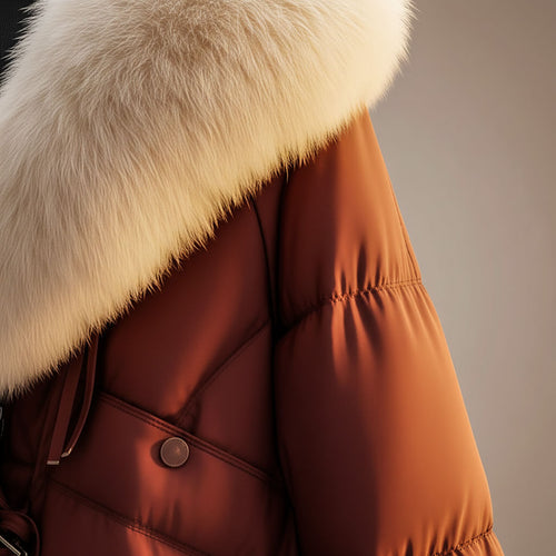 Cappotto corto elegante donna con collo in pelliccia sintetica