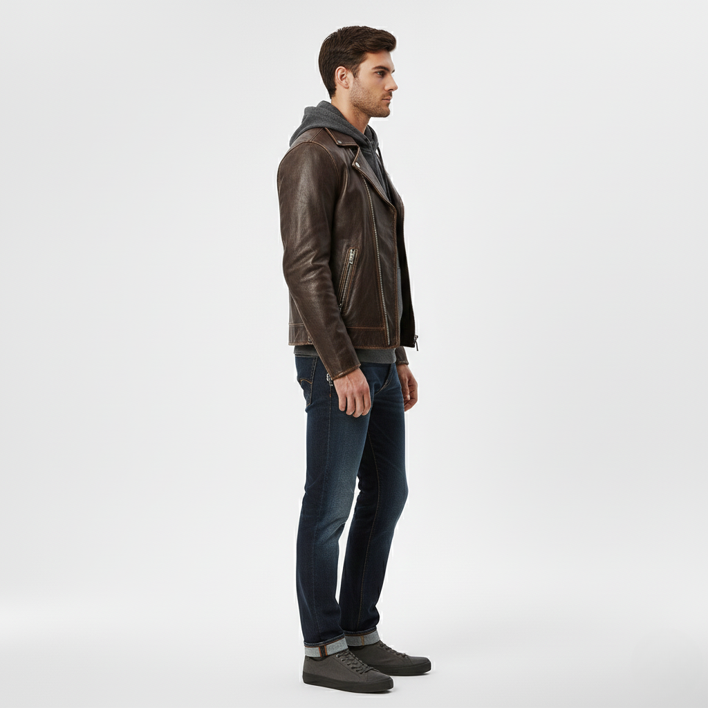Giacca Biker in Ecopelle da Uomo