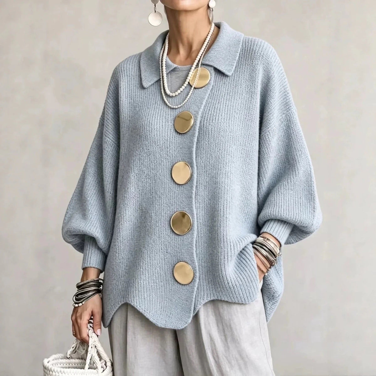 Elegante Cappotto Lungo a Trecce con Taglio Modellante