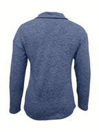 Top Elegante da Donna a Maniche Lunghe con Colletto e Mezza Zip | Blusa Morbida con Scollo a V e Cursore ad Anello