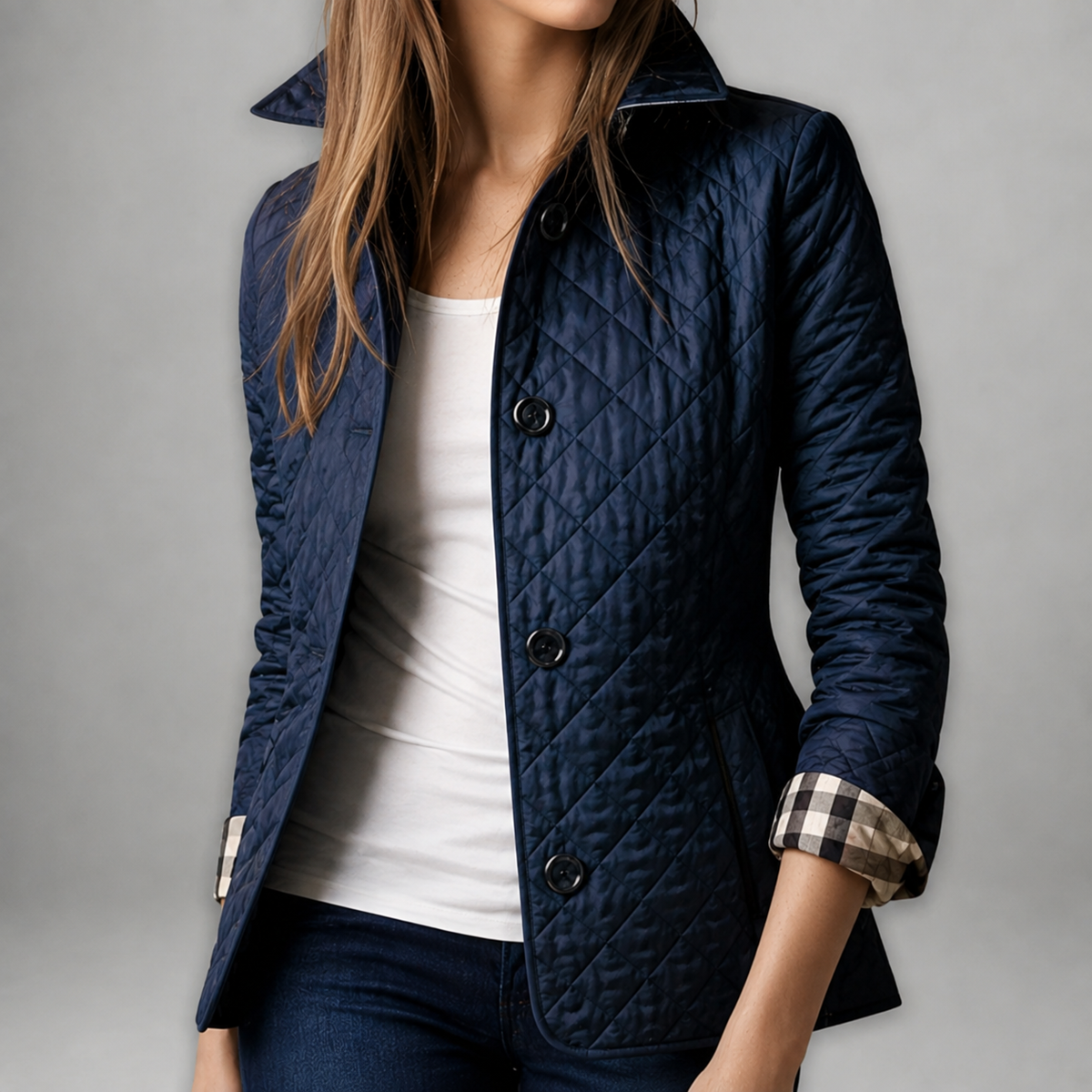 Giacca Autunnale Elegante da Donna | Giaccone Casual con Collo a Revers e Bottoni