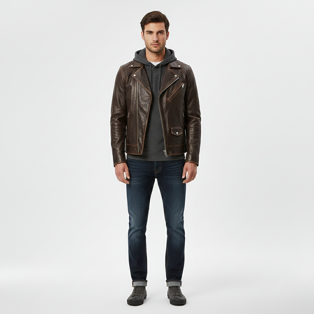 Giacca Biker in Ecopelle da Uomo