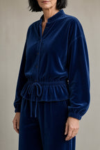Completo da Donna Elegante in Velluto con Camicia Peplo e Pantaloni a Gamba Larga | Set Coordinato 2 Pezzi con Coulisse in Vita