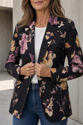 Blazer Elegante da Donna con Stampa Floreale Artistica | Giacca Sartoriale Monopetto con Revers e Tasche con Pattina
