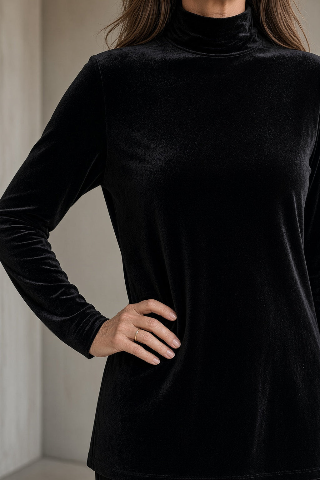 Completo da Donna in Velluto Elegante con Dolcevita e Pantaloni a Gamba Larga | Set Coordinato 2 Pezzi Caldo e Raffinato