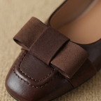 Ballerine da Donna in Pelle con Fiocco e Punta Squadrata | Scarpe Basse Eleganti e Comode