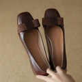 Ballerine da Donna in Pelle con Fiocco e Punta Squadrata | Scarpe Basse Eleganti e Comode