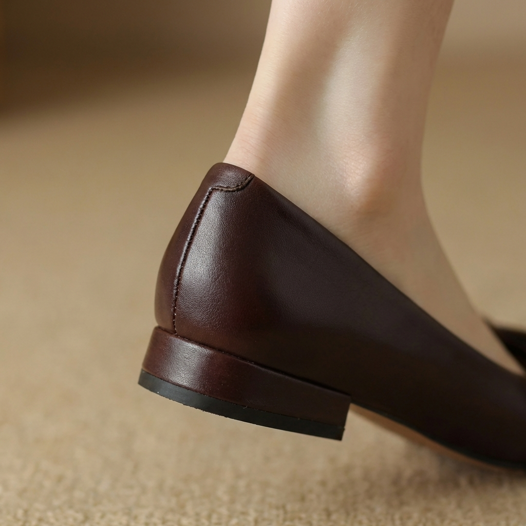 Ballerine da Donna in Pelle con Fiocco e Punta Squadrata | Scarpe Basse Eleganti e Comode