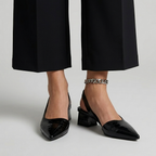Scarpe con Tacco da Donna Slingback Ortopediche Effetto Coccodrillo | Décolleté Aperte Dietro a Punta con Tacco a Blocco Basso e Supporto Plantare
