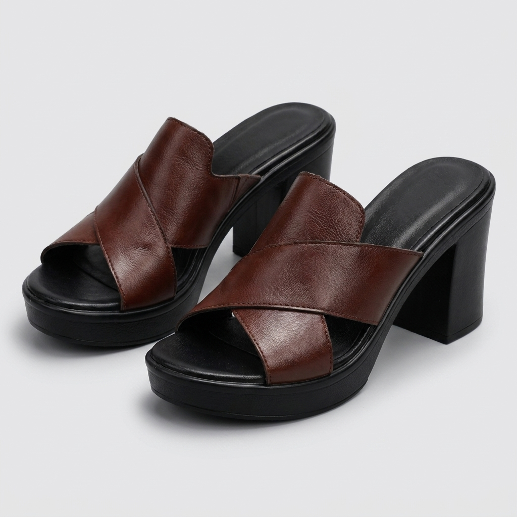 Sandali Sabot da Donna Ortopedici con Tacco a Blocco e Plateau | Ciabattine Eleganti Spuntate con Supporto per l'Arco Plantare