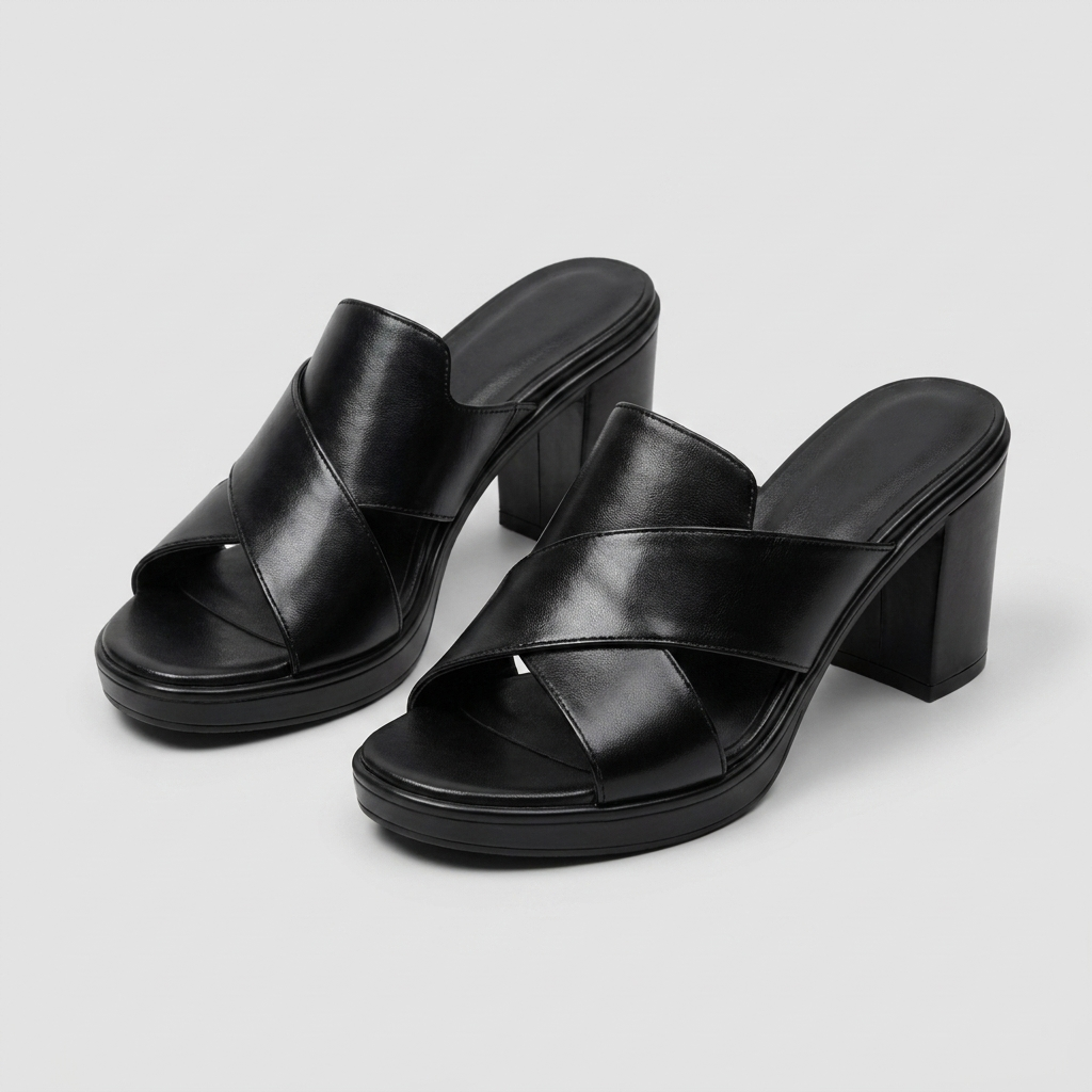 Sandali Sabot da Donna Ortopedici con Tacco a Blocco e Plateau | Ciabattine Eleganti Spuntate con Supporto per l'Arco Plantare