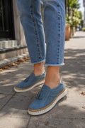 Mocassini Comfort da Donna Senza Lacci – Scarpe Basse Traspiranti in Pelle Scamosciata con Supporto Plantare