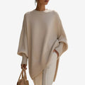 Maglione da Donna a Maniche a Pipistrello con Orlo Asimmetrico | Pullover Morbido Girocollo con Polsini a Costine