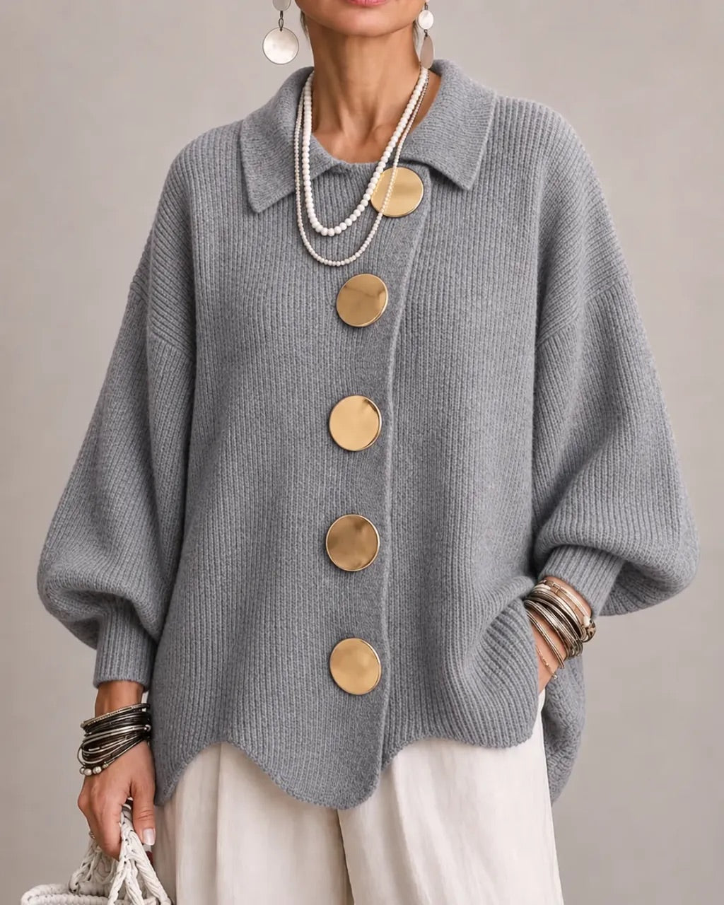 Elegante Cappotto Lungo a Trecce con Taglio Modellante