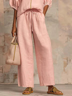 Completo da Donna a Due Pezzi con Camicia Rilassata e Pantaloni Ampi