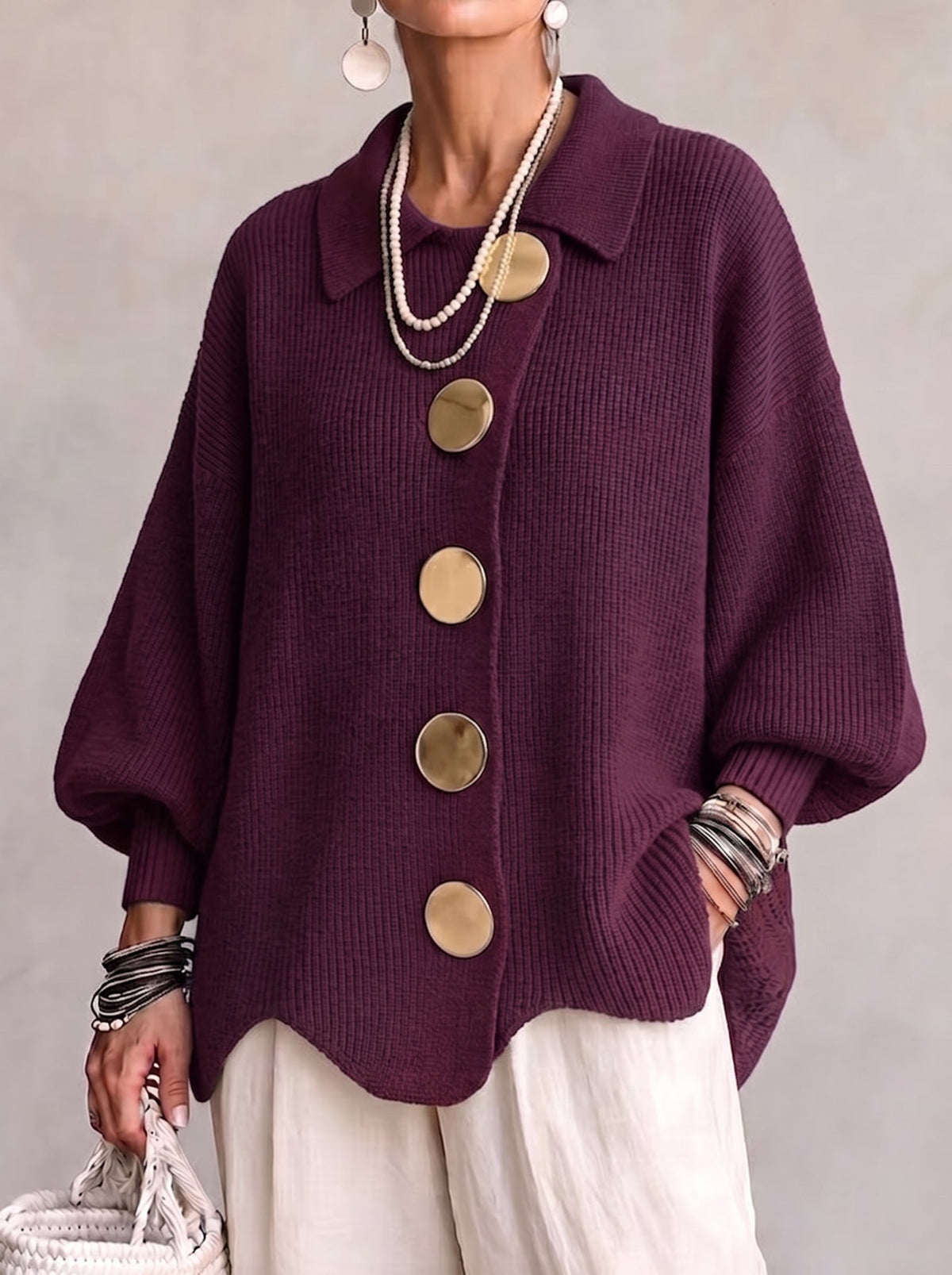 Elegante Cappotto Lungo a Trecce con Taglio Modellante
