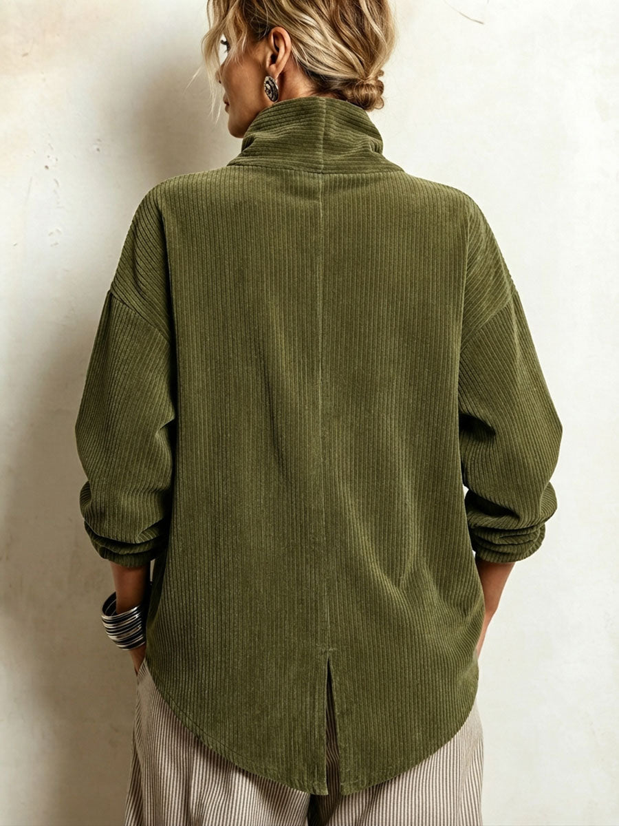Giacca Oversize da Donna con Collo Avvolgente e Bottoni | Giacchino Asimmetrico Morbido a Maniche Lunghe