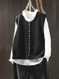 Gilet Smanicato da Donna in Maglia con Bottoncini Colorati | Cardigan Senza Maniche a Girocollo Morbido da Sovrapposizione
