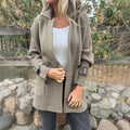 Cappotto lungo doppiopetto con maniche in maglia a trecce donna