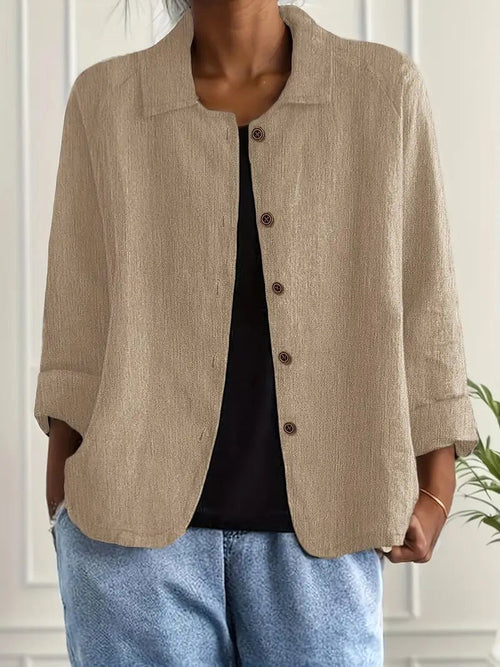 Camicia da Donna in Tessuto Crinkle Effetto Sabbia | Blusa Casual Fluida Abbottonata con Colletto