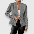 Cardigan da Donna in Maglia Testurizzata con Collo Rialzato e Bottoni | Giacca Aperta a Trecce e Rombi Sagomata