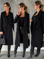 Cappotto Lungo Sartoriale da Donna Doppio Petto | Soprabito Elegante con Revers Classici